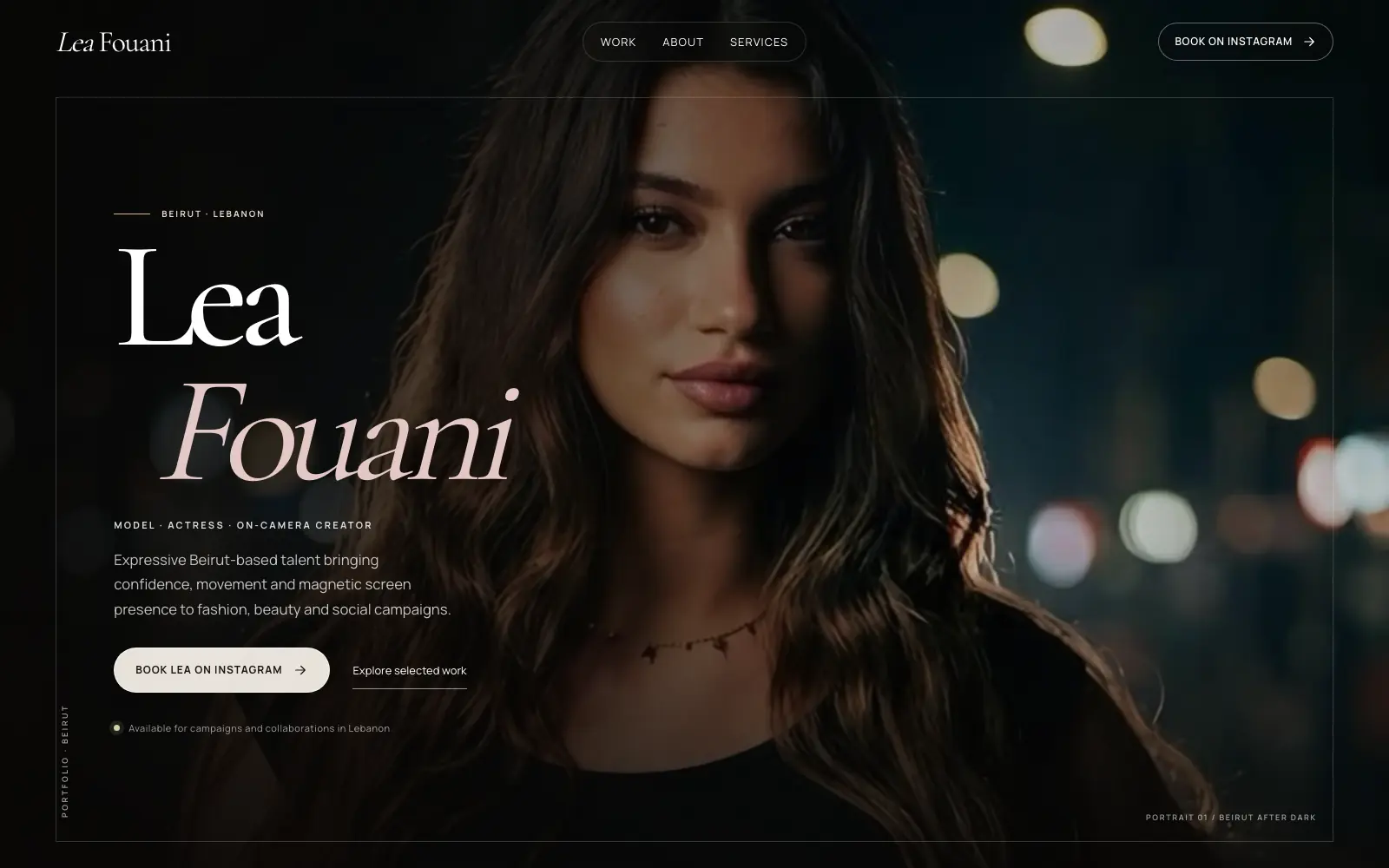 Lea Fouani model and creator portfolio homepage