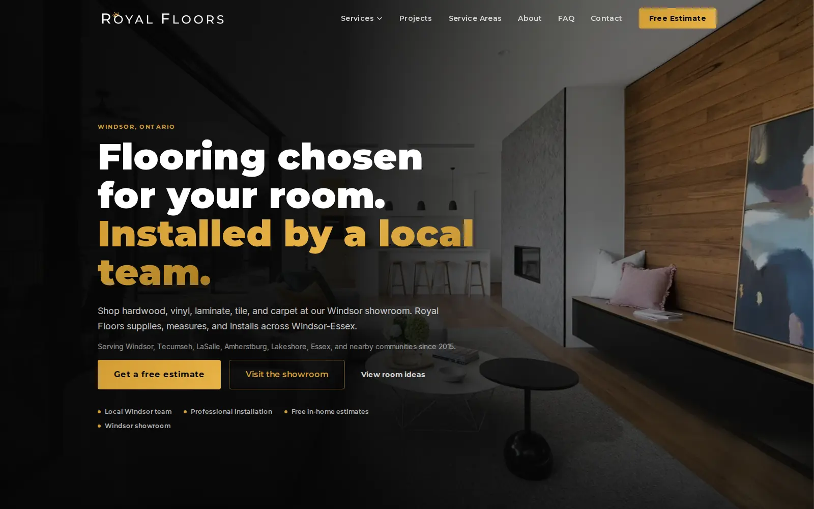 Royal Floors showroom and installation website homepage