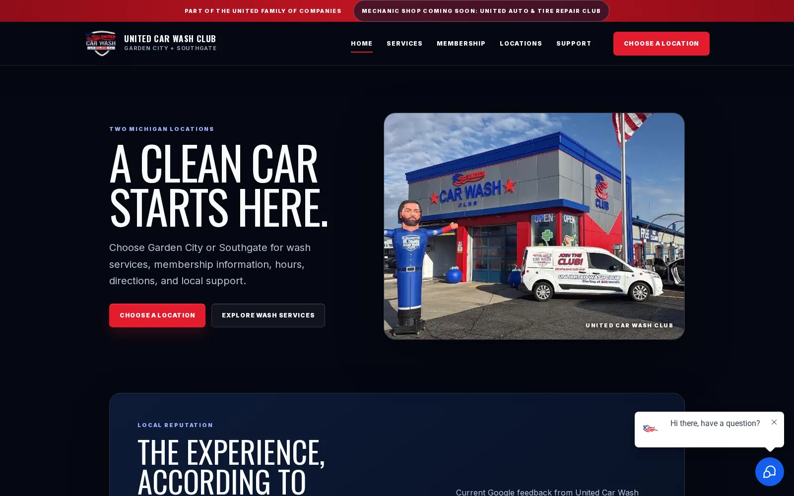 United Car Wash Club website homepage
