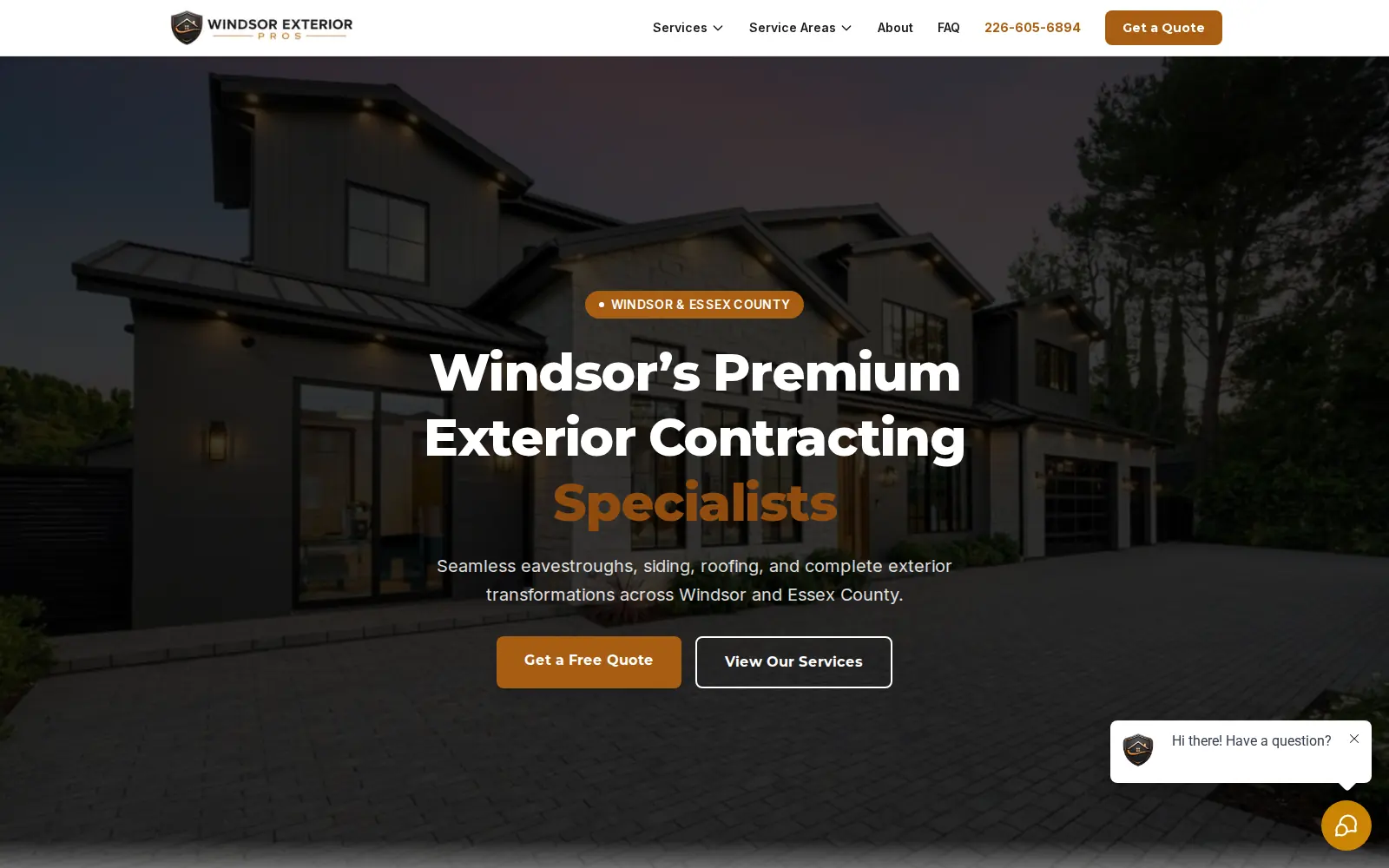 Windsor Exterior Pros contractor website homepage